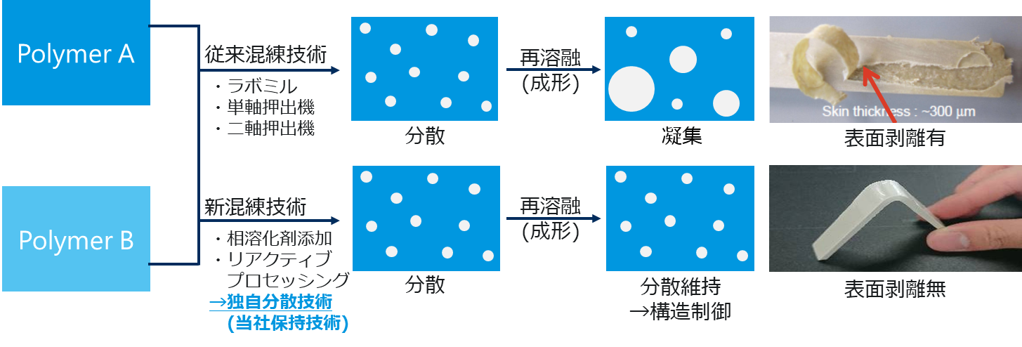 Development of a PLA/PBS polymer alloy using micro-dispersion technology to improve toughness and whiteness